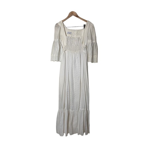 OFF WHITE Maxi abito vintage anni 70 souffle off bianco prateria 11 12