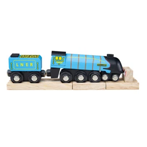 Bigjigs Rail Wooden Mallard Train Engine Locomotive Carriage Railway - Imagen 1 de 4