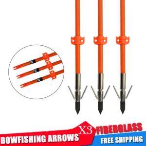 3pc Archery Fiberglass Arrows Bowfishing Arrows Safety Slide Outdoor Hunting - Picture 1 of 6