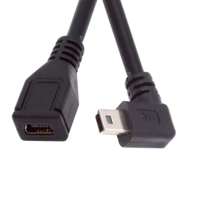 CY Mini USB 5Pin Right Angled 90 Degree Male to Female Extension Cable 30cm - Image 1 of 4