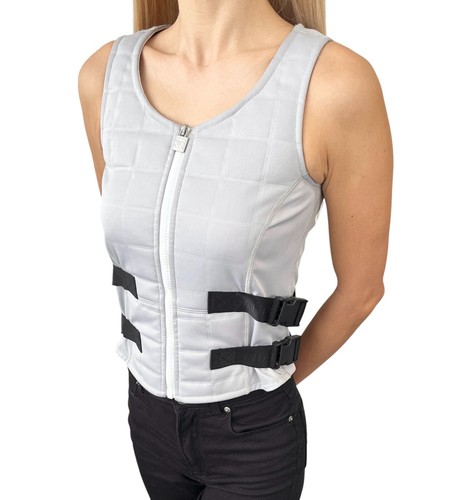 Giacca gilet CHANEL vintage 2004 logo CC Mark #38 grigio nero poliestere zip