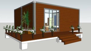 Container house mobile house 30sqm with terrace turn-key WPC cladding