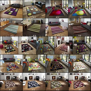 WOOL-LOOK TRENDY ART FUNKY MODERN THICK PILE COLOURFUL SOFT HONG KONG RUGS - Picture 1 of 15