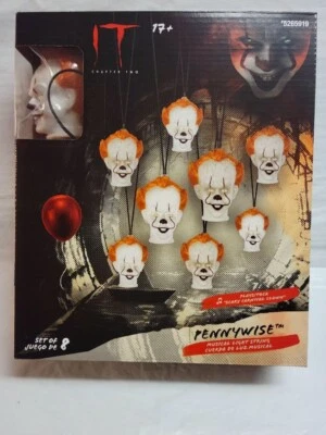 Pennywise IT String Lights Halloween 8 Ct Flashing Light Sound Musical Gemmy - Image 1 of 4