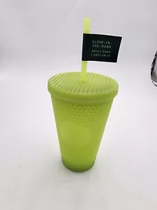2022 Starbucks China Tumbler Green Glow N Dark Diamond Studded 16oz Straw Cup - Picture 1 of 4