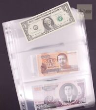 10 Pcs Standard Sleeves Holders Pages Fit World Paper Money Banknote Bill 3 Rows