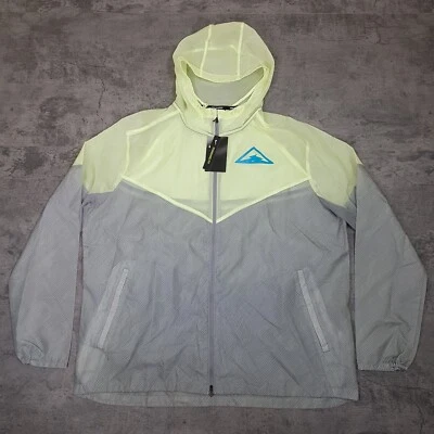 Nike Windrunner Hooded Trail Running Lightweight Jacket Mens Size XL Grey Green  - Image 1 of 4