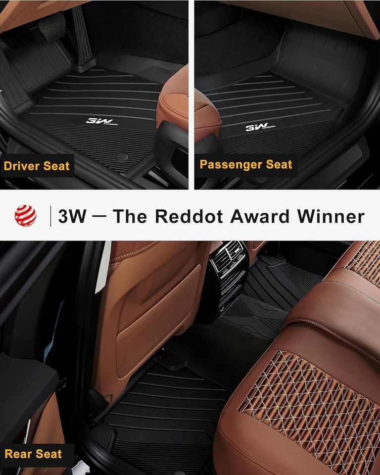Alfombrillas 3W para todo tipo de clima para BMW Serie 3 X2 X3 X4 X5 X6 X7 1ª 2ª fila negras Foto 1 de 2