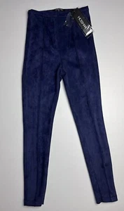 Mossman High Waisted Pleated Velvet Velour Pants Dark Blue Size 8 BNWT - Imagen 1 de 10