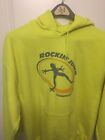 ROCKING Jump Trampoline Frog Hoodie Sweatshirt Gildan Mens L Flourescent Yellow
