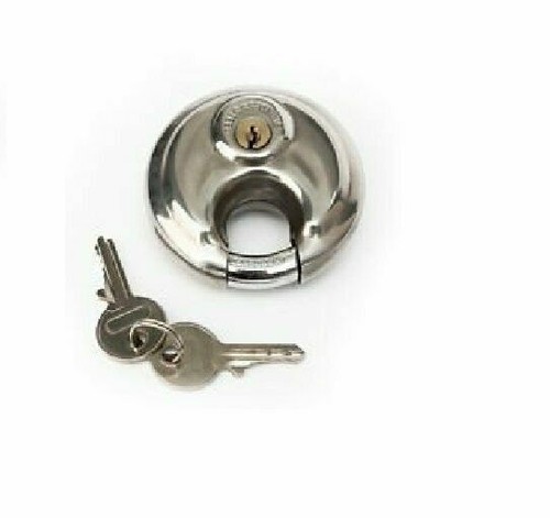 Trisonic Heavy Duty Disc Padlock - 2-3/4 Inch Stainless Steel Round Padlock With 2 Keys
