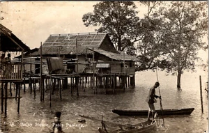 POSTAL FOTO REAL PASIR PANANG MALAYSIA CASA ANTIGUA SOBRE PILOTES 1937 - Imagen 1 de 2