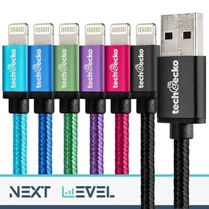 Braided USB Charger Cable Lead for iPhone 11 12 13 14 Plus Pro Max Mini iPad Lot - Picture 1 of 50