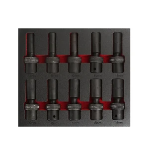 10pcs Universal 1/2" 3/8" Drive 6 Point Deep Impact Socket Set Metric 10mm-19mm - Picture 1 of 15