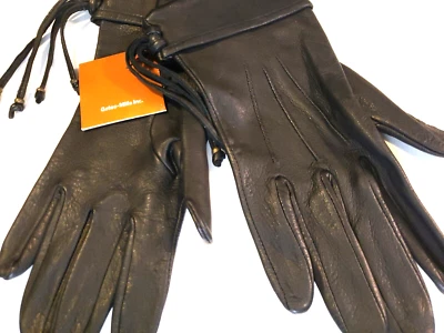 NOS Vintage DEERSKIN Luvas de Condução Femininas de Couro Preto Tamanho G Novo com etiquetas PRESENTE - Imagem 1 de 4