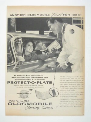 Vintage 1959 Oldsmobile Protect-O-Plate Dealer Advertisement Print MOD - Image 1 of 2