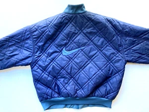 Nike Big Swoosh Jacket Mens sz XL Logo Vtg 90s Reversible Quilted Coat White Tag - Picture 1 of 11