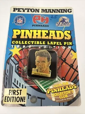 NEW Rare Peyton Manning Pinheads 1999 Pin, NFL. Worn Factory Seal. - Image 1 of 4