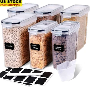 Juego de contenedores herméticos de almacenamiento de cereales 6 piezas etiquetas de almacenamiento de alimentos sin BPA nuevo - Imagen 1 de 7
