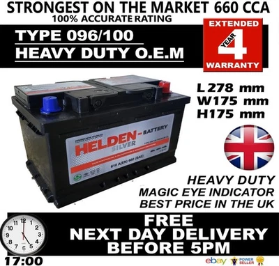 FORD TRANSIT DIESEL CAR BATTERY 096 100 12V HEAVY DUTY SEALED 2.0 2.4 TD TDCI ££ - Image 1 of 4