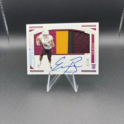2020 NATIONAL TREASURES /25 JERSEY Patch On Card AUTO ENO BENJAMIN ARIZONA STATE - Image 1 of 2