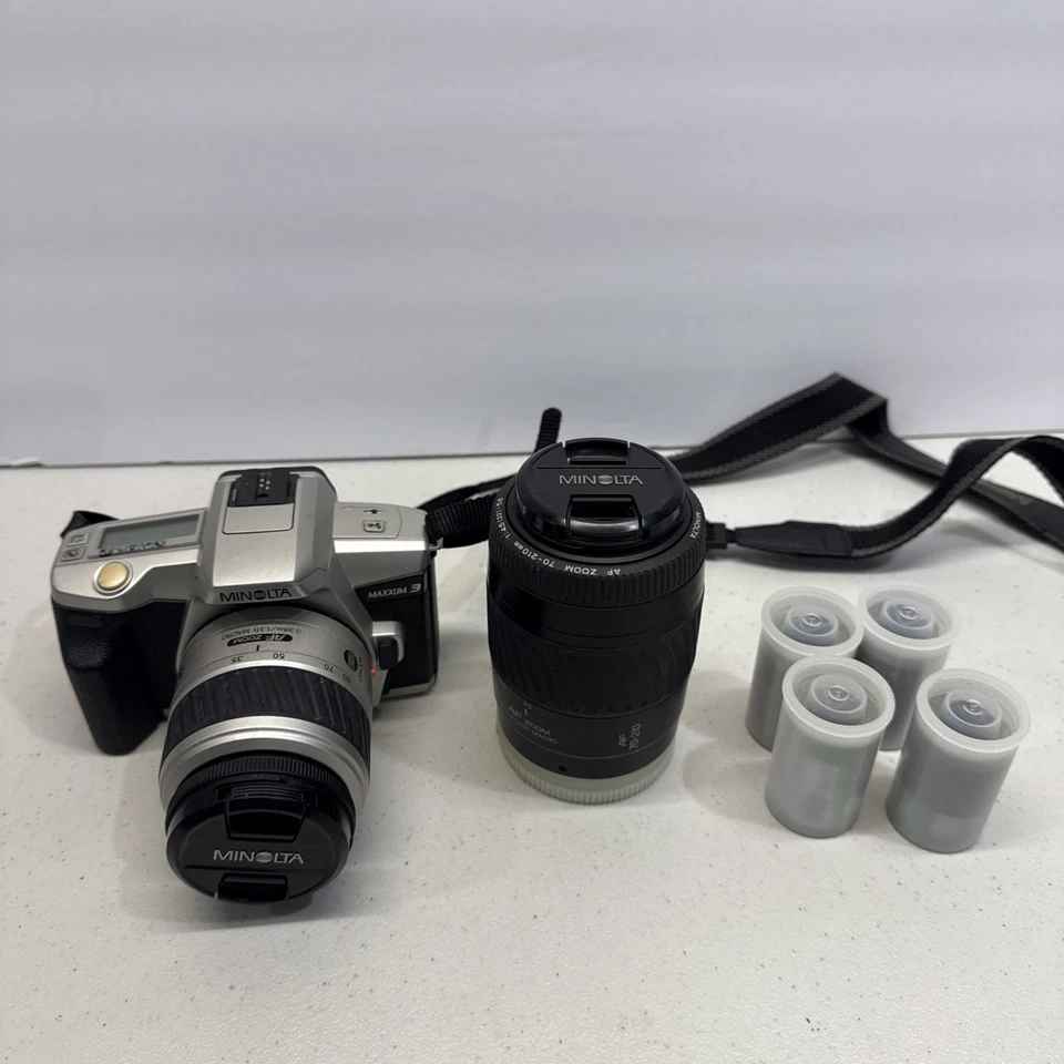 Minolta Maxxum 3,  w/35-80mm Great Condition Tested Working AF 70-210 AF Lens - Image 1 of 4