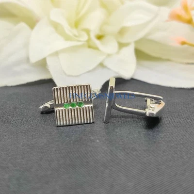 Gemelos Esmeralda Piedras Preciosas Esmeralda Natural Gemelos Plata de Ley 925 #61 Foto 1 de 4