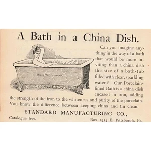 1892 Standard Manufacturing Co Porcelain Lined Bath Tub Advertisement Vintage - Picture 1 of 1