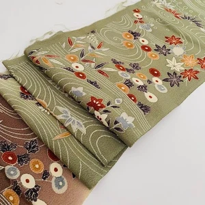 Sage Shore #C 6.5x60 LONG Vintage Silk Chirimen Japanese Kimono Fabric CJ51 - Picture 1 of 7