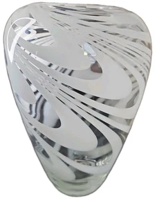 Vintage 1950s MCM Thick & Heavy Blown Frosted White Glass Vase - Picture 1 of 10