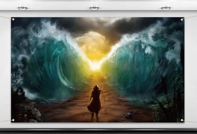 Passover Photo Booth Backdrop Jewish Moses Divided Parting The Red Sea Jews P... - Image 1 of 4