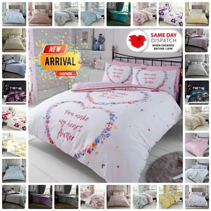 DUVET COVER SET With Pillowcase Reversible Quilt Bedding Single Double King Size - Picture 1 of 143