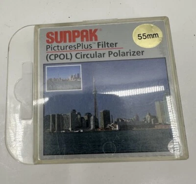 SUNPAK 55 mm C-P.L Circular Polarizer  Filter Made in Japan Sealed $25 Retail - Image 1 of 2