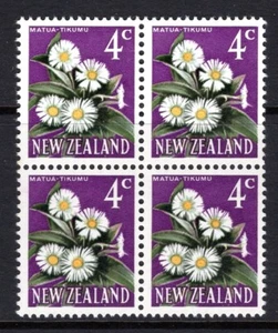 New Zealand 1967 Decimal Pictorials - Wmk - 4c Daisy Block - Dull Gum MNH - Picture 1 of 1