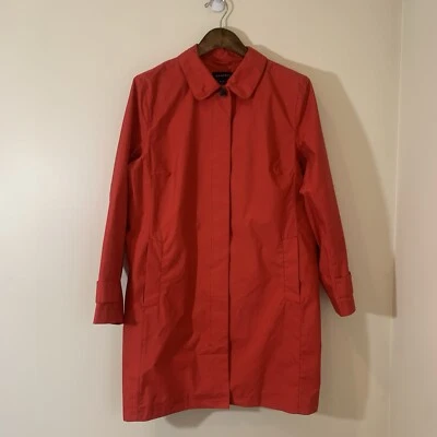 Lands End Womens Raincoat XLP Red Lined Bright Pockets Lightweight Classic - Image 1 of 4