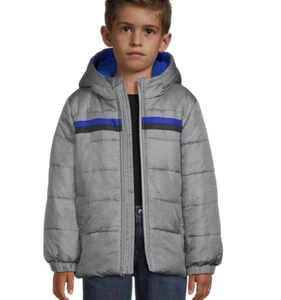 Weather Tamer Boys Hooded Long Sleeve Chest Stripe Winter Puffer Coat XL Gray - Picture 1 of 6