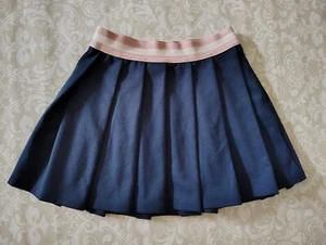 Art Class Girl Small 6/6X Preppy Pleated Tennis Skirt Navy Blue Pink - Picture 1 of 3