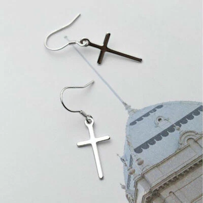 Damen Kreuz Haken Ohrringe 925 Sterling Silber Ohrhänge A4295 - Bild 1 von 4