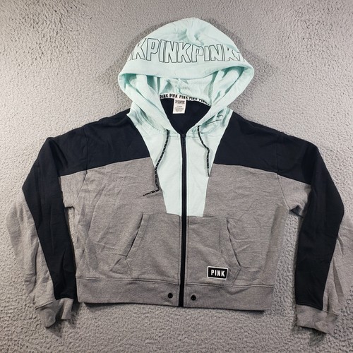 UNDERCOVER Felpa Victoria's Secret rosa con cappuccio donna grigio medio full zip elasticizzata