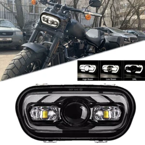 LED Headlight DRL High Low Beam For Harley Davidson Fat Bob 2008-2019 Headlamp - Picture 1 of 12