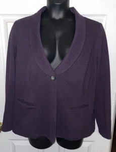 Coldwater Creek Sz Plus Sz 20 Purple Herringbone Single Button Jacket EUC - Picture 1 of 11