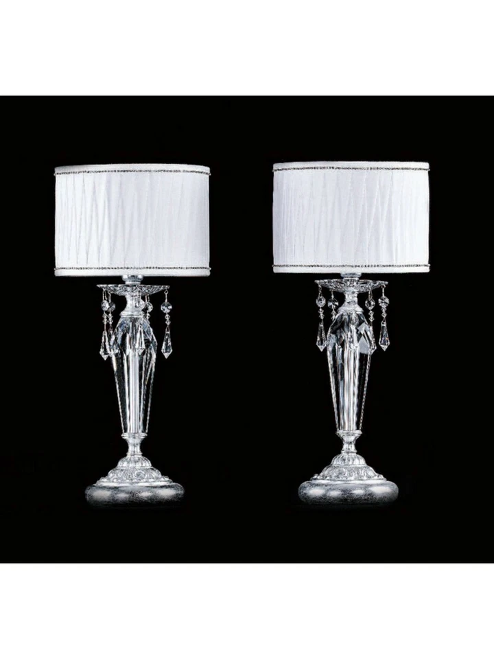 LUMETTI LAMPADA DA COMODINO CLASSICO OTTONE ARGENTO PARALUME  - Immagine 1 di 1