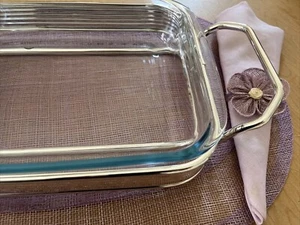 Piatto da servizio panettiere rettangolare placcato in argento Regent con padella di vetro 8x11 - Foto 1 di 8