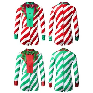 Kids Girls Jumpsuit Long Sleeve Christmas Santa Costume Family Parties Shiny - Picture 1 of 22
