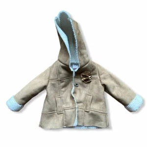 Zara Baby Girl Hooded Faux Fur Jacket Coat Size 6-9 months - Picture 1 of 7