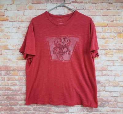🔥 Camisa Roja Wisconsin Badgers Bucky W Logo '47 Para Hombre Grande Suelta Calce Corto M Foto 1 de 4