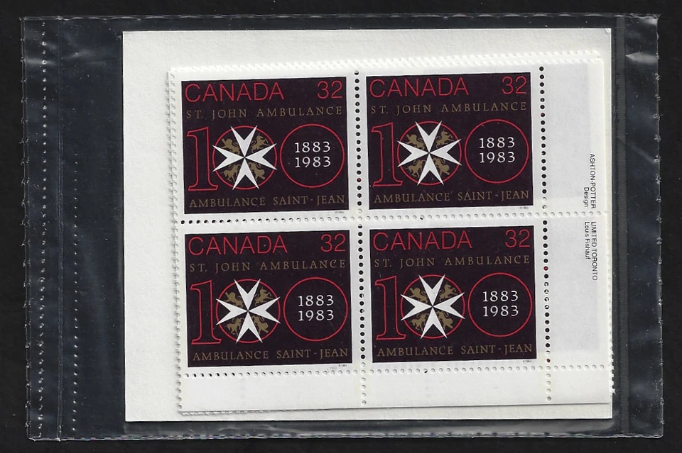 Canada — Matched Set of Plate Blocks — St. John Ambulance Cent. #980 — MNH - Image 1 of 1