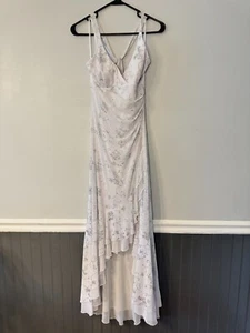Vestido tabú vintage Y2K talla M halter blanco brillo alto bajo caprichoso graduación - Imagen 1 de 8