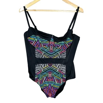 Beach Betty One Piece Swimsuit Size XL Multicolor Slimming Underwire Fun Retro - Image 1 of 4