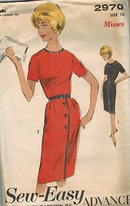 2970 Vintage Advance Sewing Pattern Misses Sew Easy Dress Casual Career 1960's - Picture 1 of 2